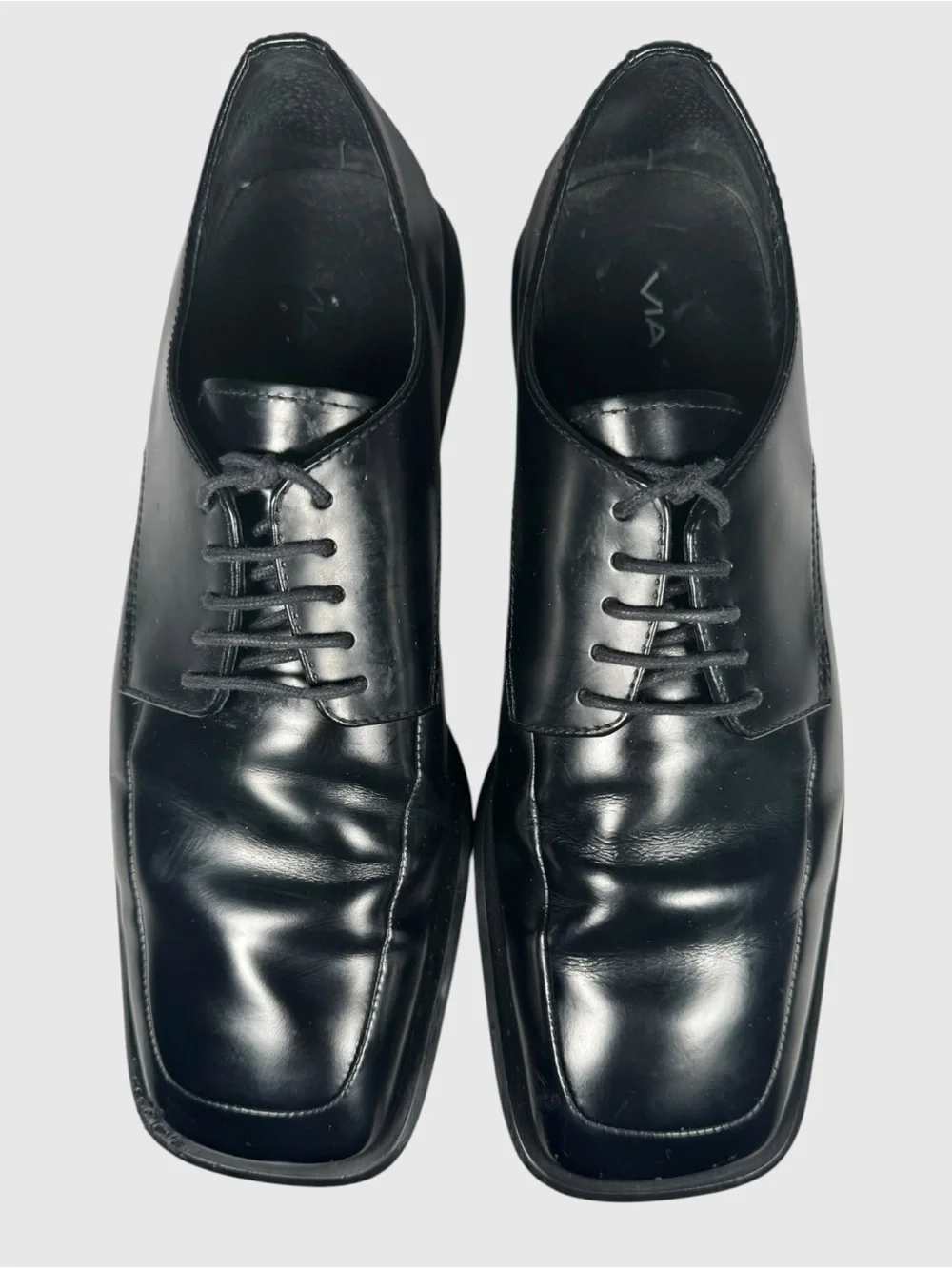 Via Spiga Silvio-A Black Leather Square Toe Dress Shoes 8.5M